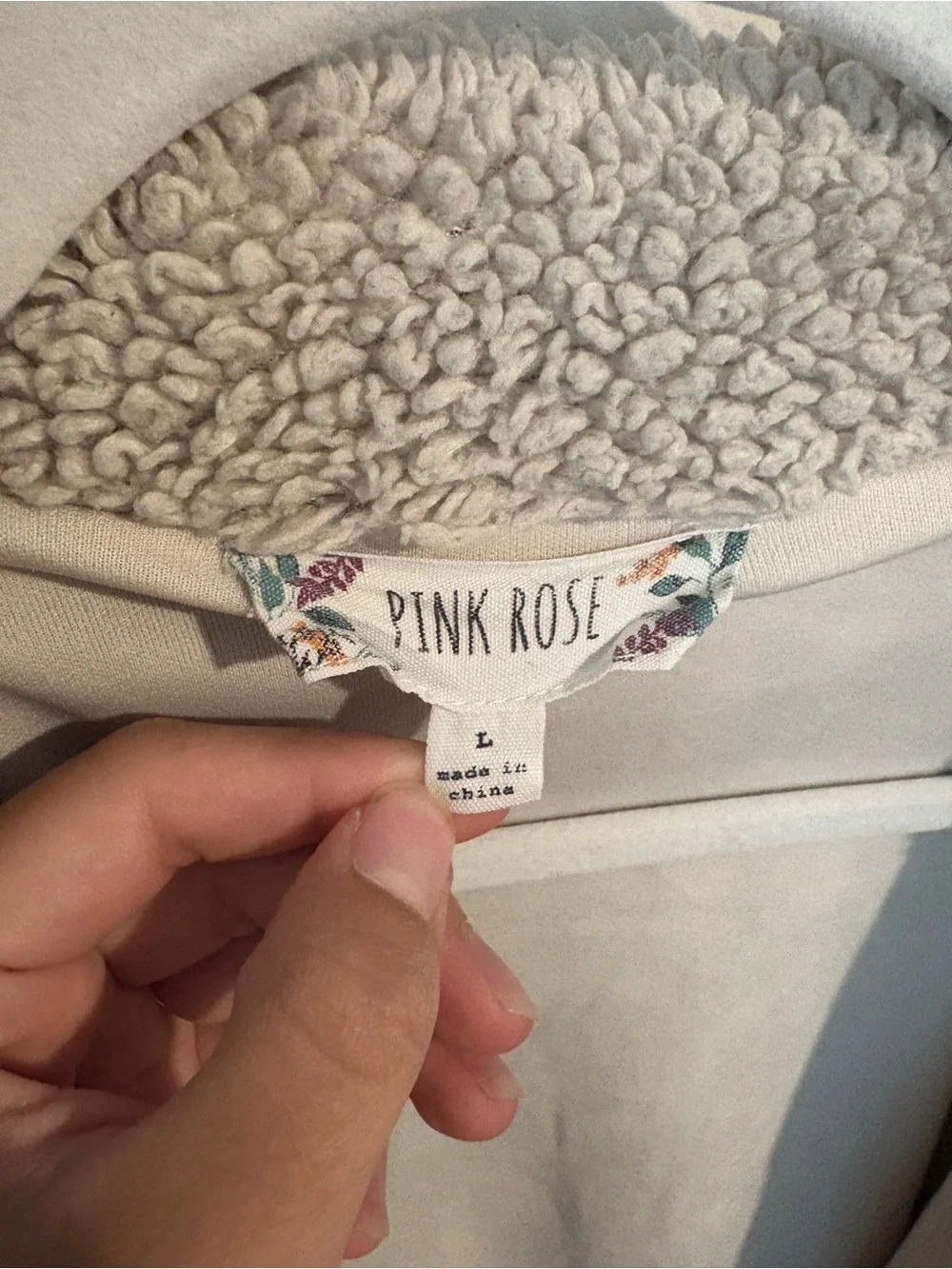 Pink Rose Cream Sherpa-Lined Jacket - Picture 2 of 5